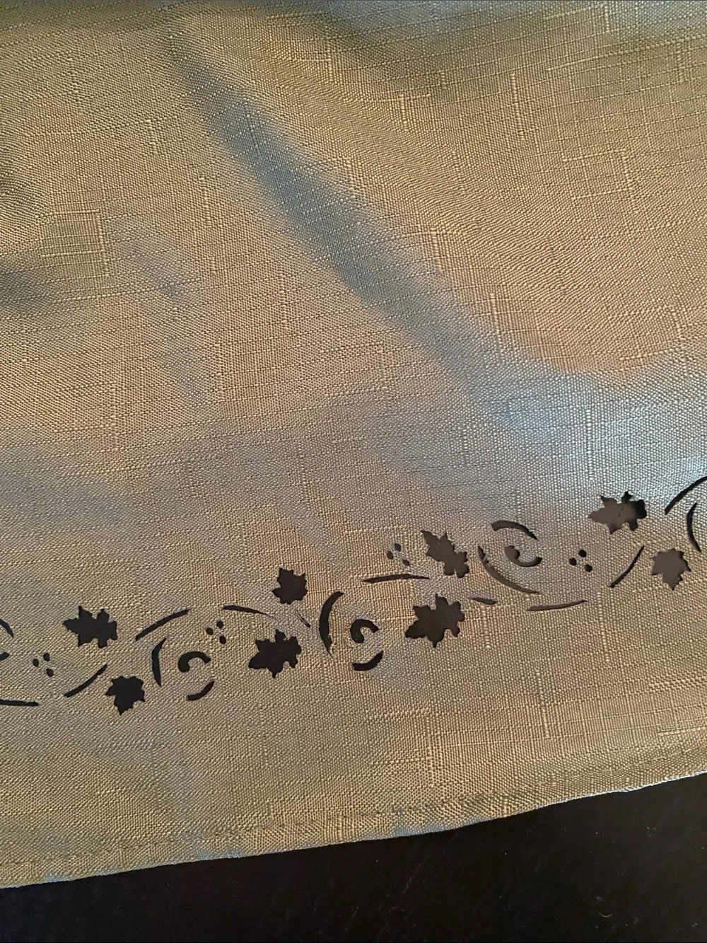 Olive Green Large Round Fall Leaf Tablecloth. Approximately 73”